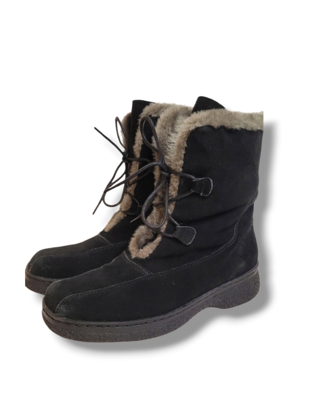 Bass Edson Black Suede Winter Boots Size 8